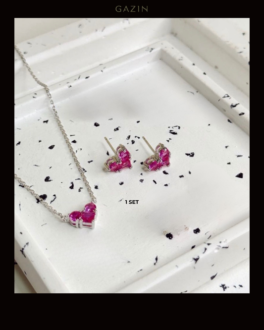 Conjunto Zircônias Rosas