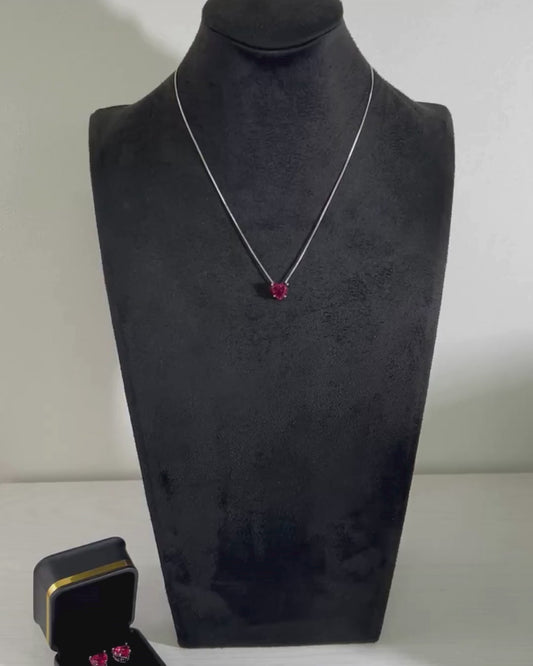 Conjunto Coração Zircônia Vermelha